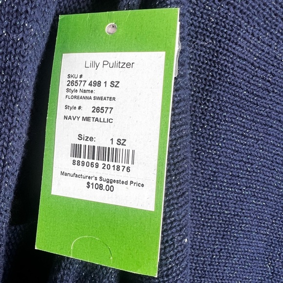 New with tags navy metallic Floreanna fringe sweater wrap - Picture 3 of 3